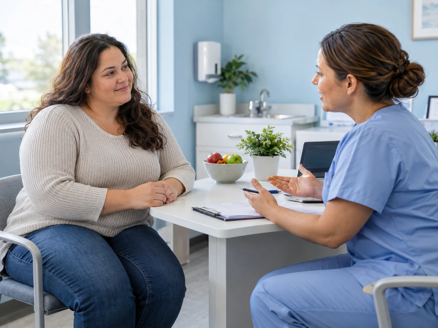 Illustrative image of a medical weight management consultation