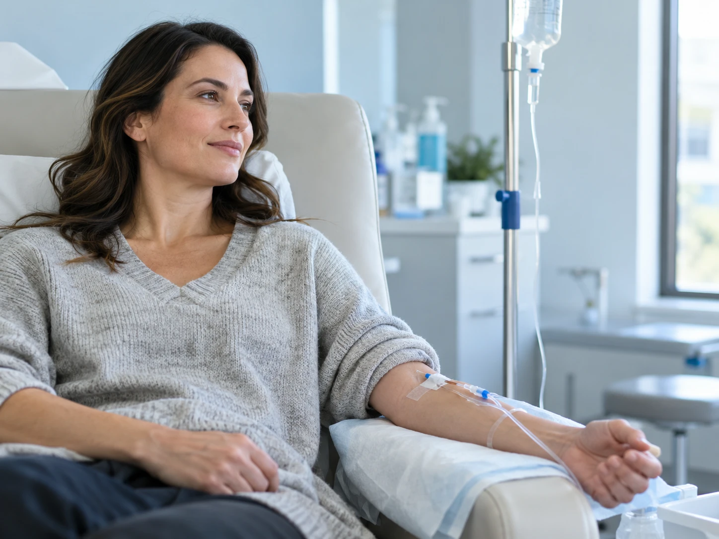 Illustrative image of a patient receiving an intravenous infusion
